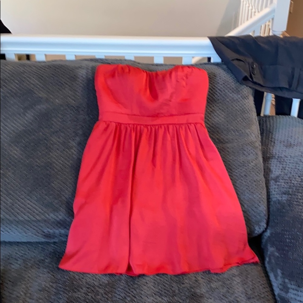 Speechless, coral, strapless dress size 7.